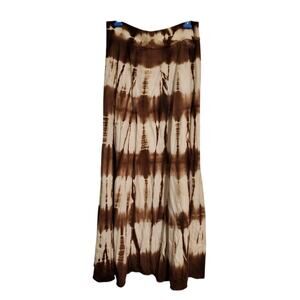 Vintage 90's Y2K Brown Tie Dye Maxi Skirt Hippie Boho Chic Grunge Vibes